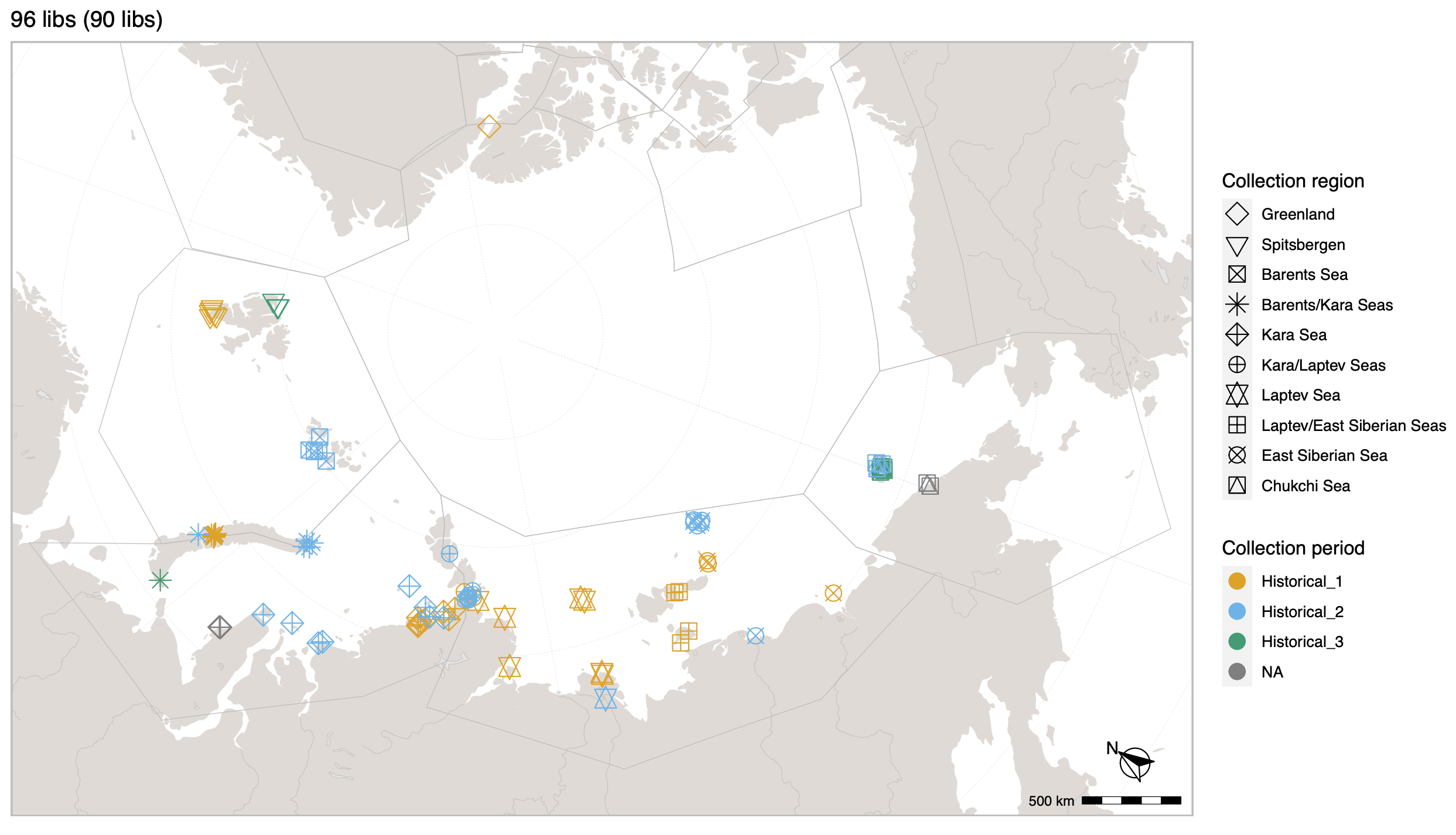 Map of 96 libraries selected for sequencing