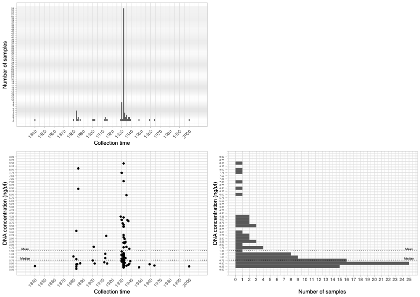 DNA yield across historical samples